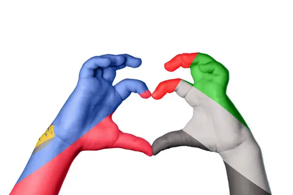 Liechtenstein Emiratos Árabes Unidos Corazón Hacer Gestos Con Mano Corazón — Foto de Stock
