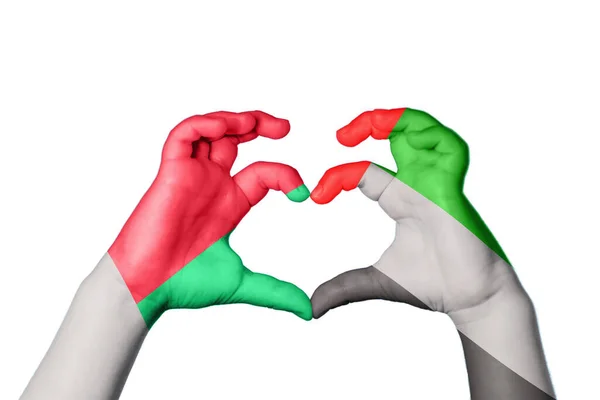 Madagaskar Vereinigte Arabische Emirate Herz Handbewegung Die Herz Macht Clipping — Stockfoto