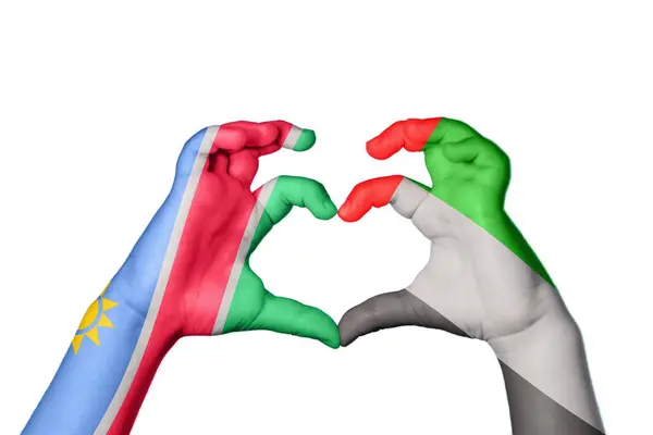 Namibia Emiratos Árabes Unidos Corazón Hacer Gestos Con Mano Corazón — Foto de Stock