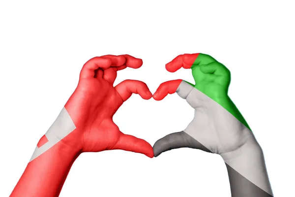 Tonga Vereinigte Arabische Emirate Herz Handbewegung Die Herz Macht Clipping — Stockfoto
