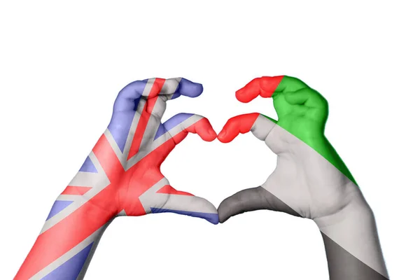 Reino Unido Emirados Árabes Unidos Coração Gesto Mão Fazendo Coração — Fotografia de Stock