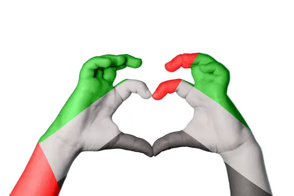 Emirados Árabes Unidos Emirados Árabes Unidos Coração Mão Gesto Fazendo — Fotografia de Stock