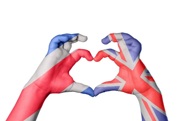 Costa Rica Reino Unido Coração Gesto Mão Fazendo Coração Clipping — Fotografia de Stock