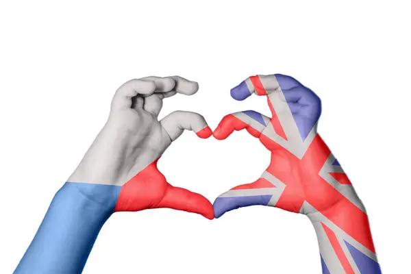 República Checa Reino Unido Coração Gesto Mão Fazendo Coração Clipping — Fotografia de Stock