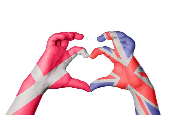 Dinamarca Reino Unido Coração Gesto Mão Fazendo Coração Clipping Path — Fotografia de Stock