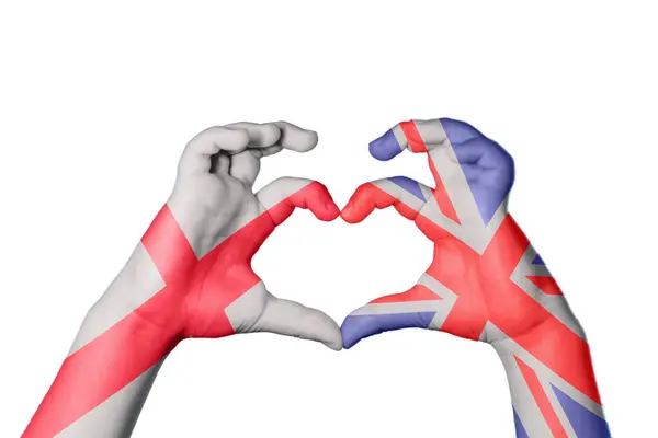 Англія Велика Британія Серце Жест Руки Робить Серце Відсікаючий Контур — стокове фото