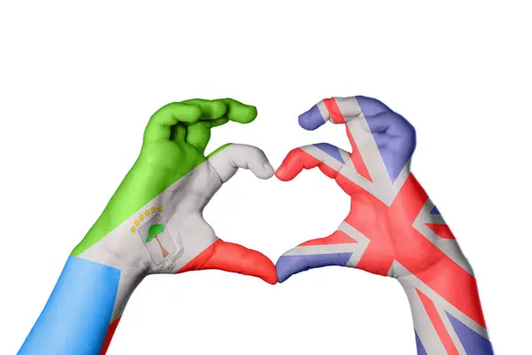 Guiné Equatorial Reino Unido Coração Gesto Mão Fazendo Coração Clipping — Fotografia de Stock