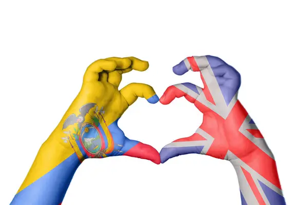 Equador Reino Unido Coração Gesto Mão Fazendo Coração Clipping Path — Fotografia de Stock