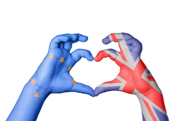 Európai Unió Egyesült Királyság Heart Hand Gesture Making Heart Clipping — Stock Fotó