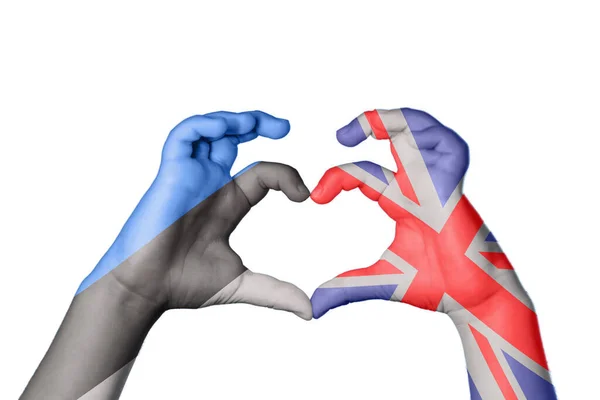 Estónia Reino Unido Coração Gesto Mão Que Faz Coração Clipping — Fotografia de Stock