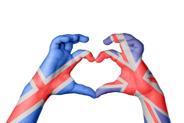 Islândia Reino Unido Coração Gesto Mão Fazendo Coração Clipping Path — Fotografia de Stock