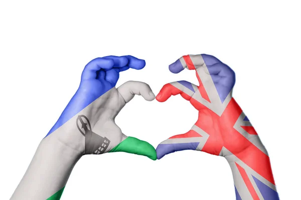 Lesotho Velká Británie Heart Hand Gesture Making Heart Clipping Path — Stock fotografie