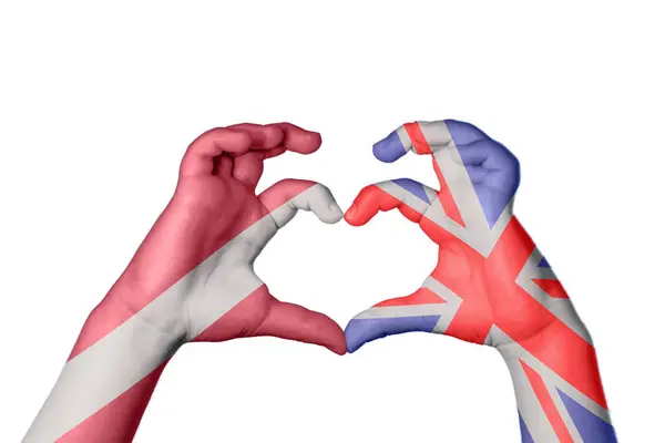 Letónia Reino Unido Coração Gesto Mão Que Faz Coração Clipping — Fotografia de Stock