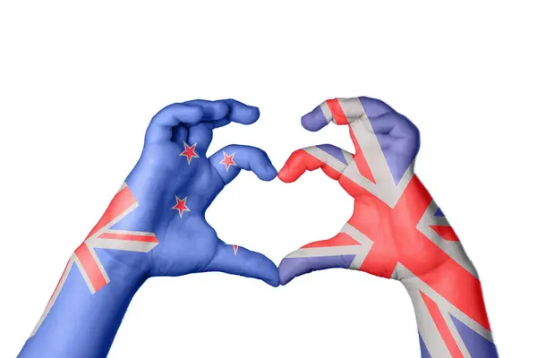 Zéland Egyesült Királyság Heart Hand Gesture Making Heart Clipping Path — Stock Fotó