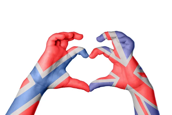 Norvégia Egyesült Királyság Heart Hand Gesture Making Heart Clipping Path — Stock Fotó