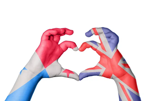 Panama Velká Británie Heart Hand Gesture Making Heart Clipping Path — Stock fotografie