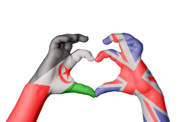 Sahrawi República Árabe Democrática Reino Unido Coração Gesto Mão Que — Fotografia de Stock