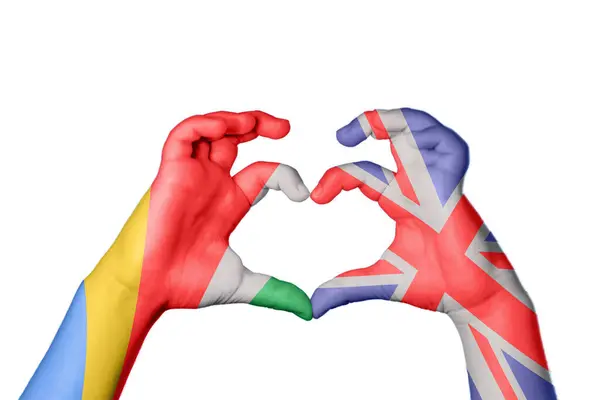 Seychelles Reino Unido Coração Mão Gesto Fazendo Coração Clipping Path — Fotografia de Stock