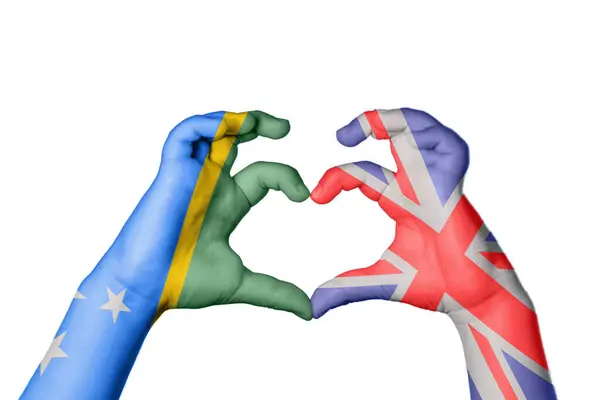 Îles Salomon Royaume Uni Heart Hand Gesture Making Heart Clipping — Photo