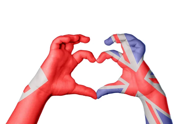 Tonga Reino Unido Coração Mão Gesto Fazendo Coração Clipping Path — Fotografia de Stock