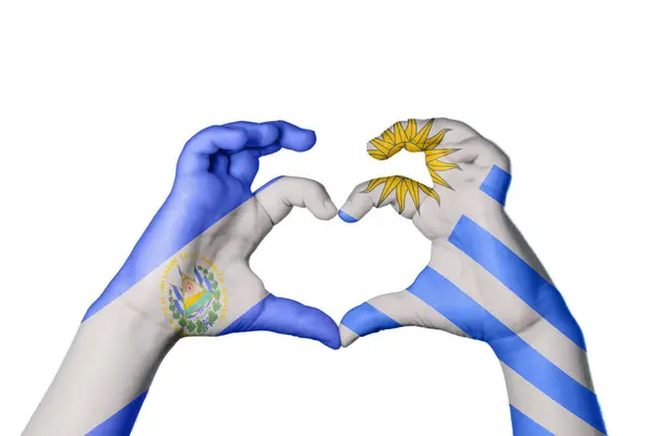 Сальвадор Уругвай Сердце Жест Рукой Делает Сердце Клиппинг Путь — стоковое фото