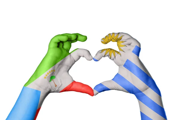 赤道几内亚乌拉圭心 手手势造心 收割之路 — 图库照片