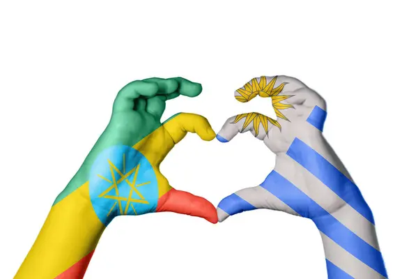 埃塞俄比亚乌拉圭心 手的姿势 收割之路 — 图库照片