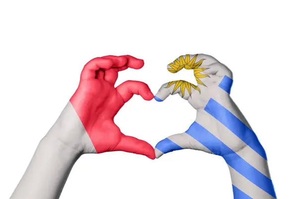 Malta Uruguay Heart Hand Gesture Making Heart Clipping Path — Stock Photo, Image
