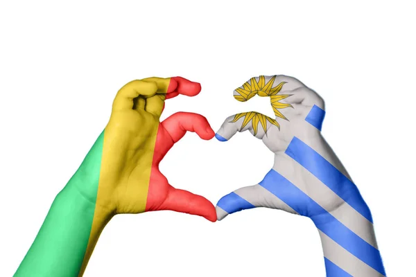 Республіка Конго Уругвай Серце Жест Рук Робить Серце Відсічний Контур — стокове фото