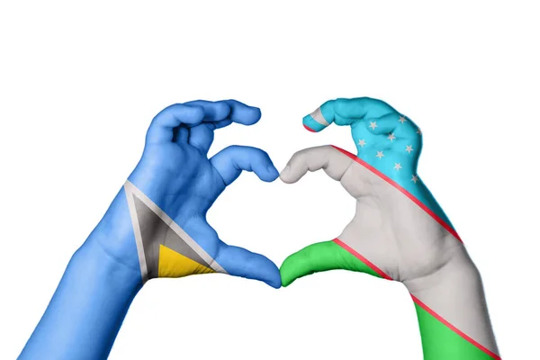 Lucia Usbekistan Herz Handbewegung Die Herz Macht Clipping Path — Stockfoto