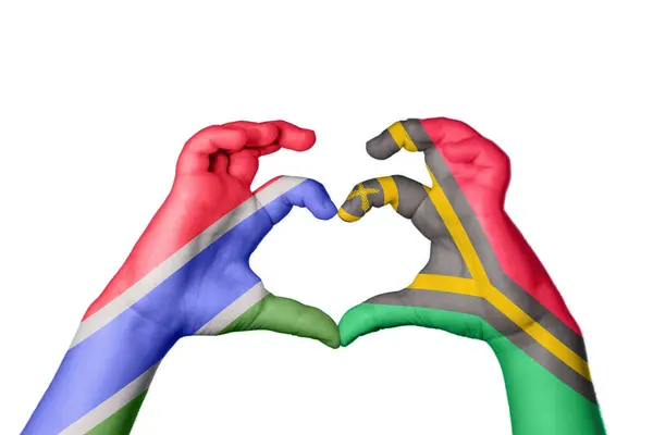 Gambia Vanuatu Szív Kézmozdulat Készítés Szív Vágás — Stock Fotó