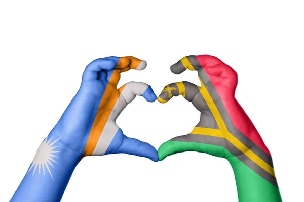 Marshall Islands Vanuatu Heart Hand Gesture Making Heart Clipping Path — Stock Photo, Image