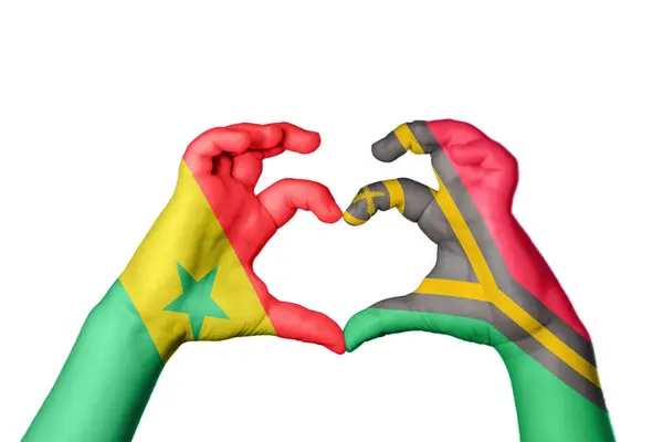 Senegal Vanuatu Heart Gesto Della Mano Che Cuore Percorso Ritaglio — Foto Stock