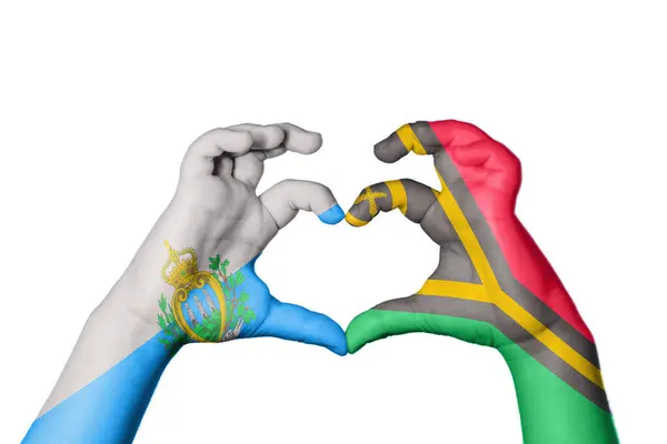 Corazón San Marino Vanuatu Hacer Gesto Mano Del Corazón Recortar — Foto de Stock