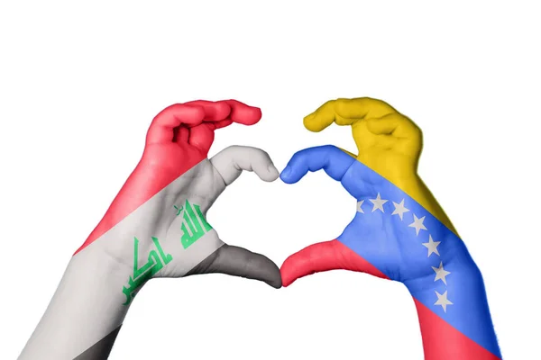 Irak Venezuela Herz Handbewegung Die Herz Macht Clipping Path — Stockfoto