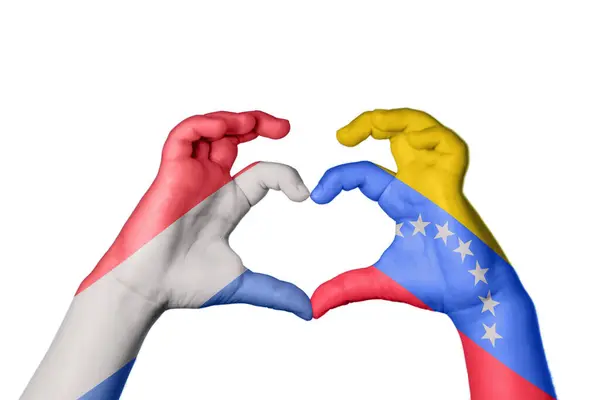 Países Bajos Venezuela Corazón Hacer Gestos Corazón Recortar Camino — Foto de Stock
