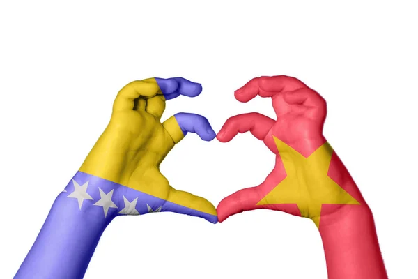 Bosnien Und Herzegowina Vietnam Heart Handgeste Die Herz Macht Clipping — Stockfoto