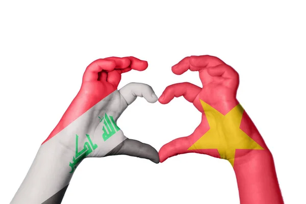 Irak Vietnam Herz Handbewegung Die Herz Macht Clipping Path — Stockfoto