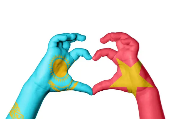 Kasachstan Vietnam Heart Handgeste Die Herz Macht Clipping Path — Stockfoto
