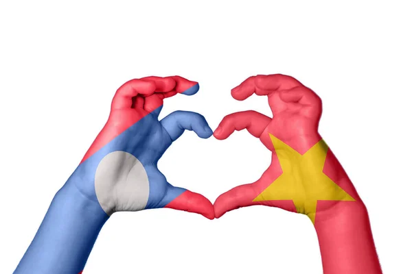 Laos Vietnam Heart Hand Gesture Making Heart Clipping Path — Stock Photo, Image