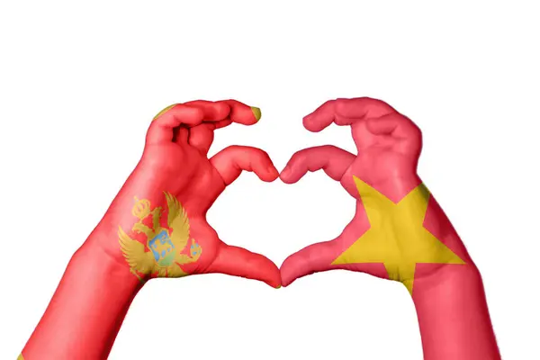 Черногория Vietnam Heart Hand Gesture Making Heart Clipping Path — стоковое фото