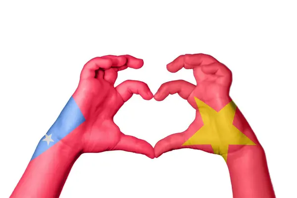 Samoa Vietnam Heart Hand Gesture Making Heart Clipping Path — Stock Photo, Image