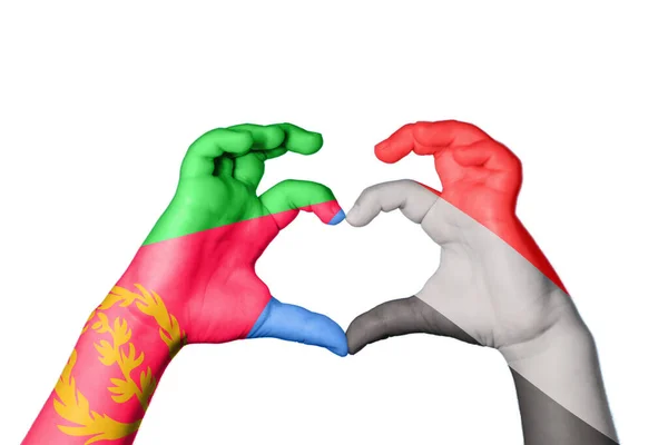 Eritrea Jemen Herz Handbewegung Die Herz Macht Clipping Path — Stockfoto