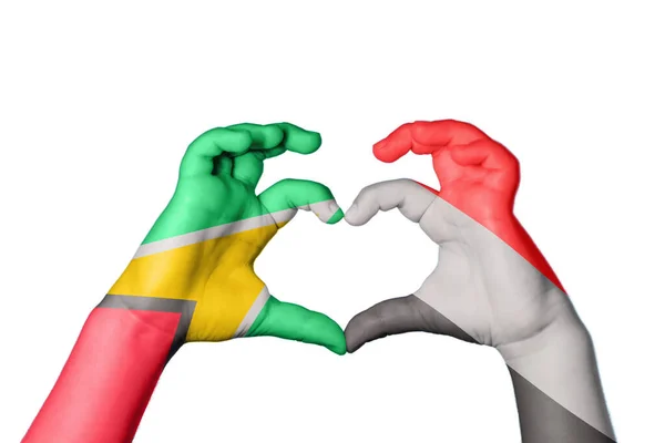 Guyana Jemen Szív Kéz Gesztus Készítő Szív Vágási Útvonal — Stock Fotó