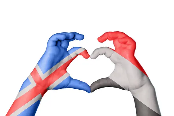 冰岛也门心 手手势造心 收割之路 — 图库照片