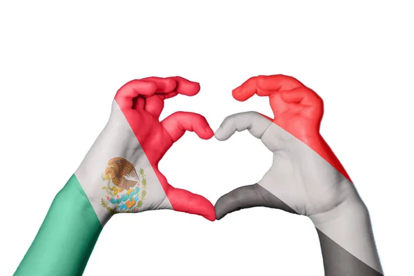México Yemen Corazón Hacer Gestos Corazón Recortar Camino — Foto de Stock