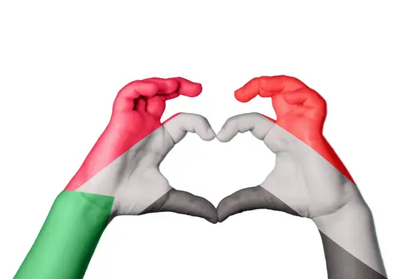 Sudan Yemen Heart Handgeste Macht Herz Clipping Path — Stockfoto