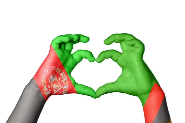 Afghánistán Zambijské Srdce Gesto Ruky Srdce Ořezávání — Stock fotografie