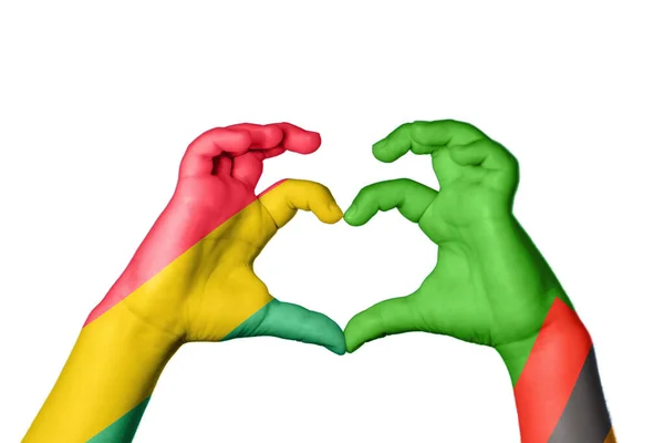 Bolivia Zambia Heart Hand Gesture Making Heart Clipping Path — Stock Photo, Image
