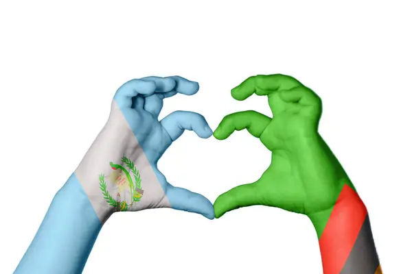 Γουατεμάλα Ζάμπια Καρδιά Χέρι Χειρονομία Κάνοντας Καρδιά Ψαλίδισμα Μονοπάτι — Φωτογραφία Αρχείου